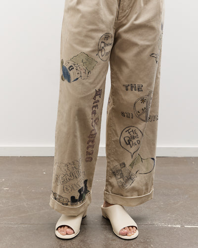 Kapital 14W Corduroy IVY Pants (Memorial Paint Model), Beige