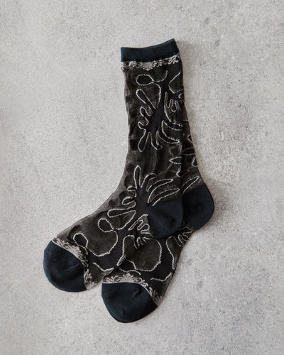 Kapital 168 Yarns Nazca Quilt See Through Socks, Black