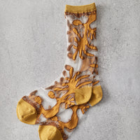 Kapital 168 Yarns Nazca Quilt See Through Socks, Gold