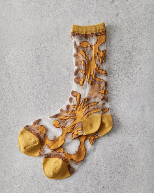 Kapital 168 Yarns Nazca Quilt See Through Socks, Gold