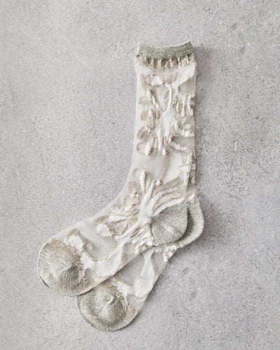 Kapital 168 Yarns Nazca Quilt See Through Socks, White