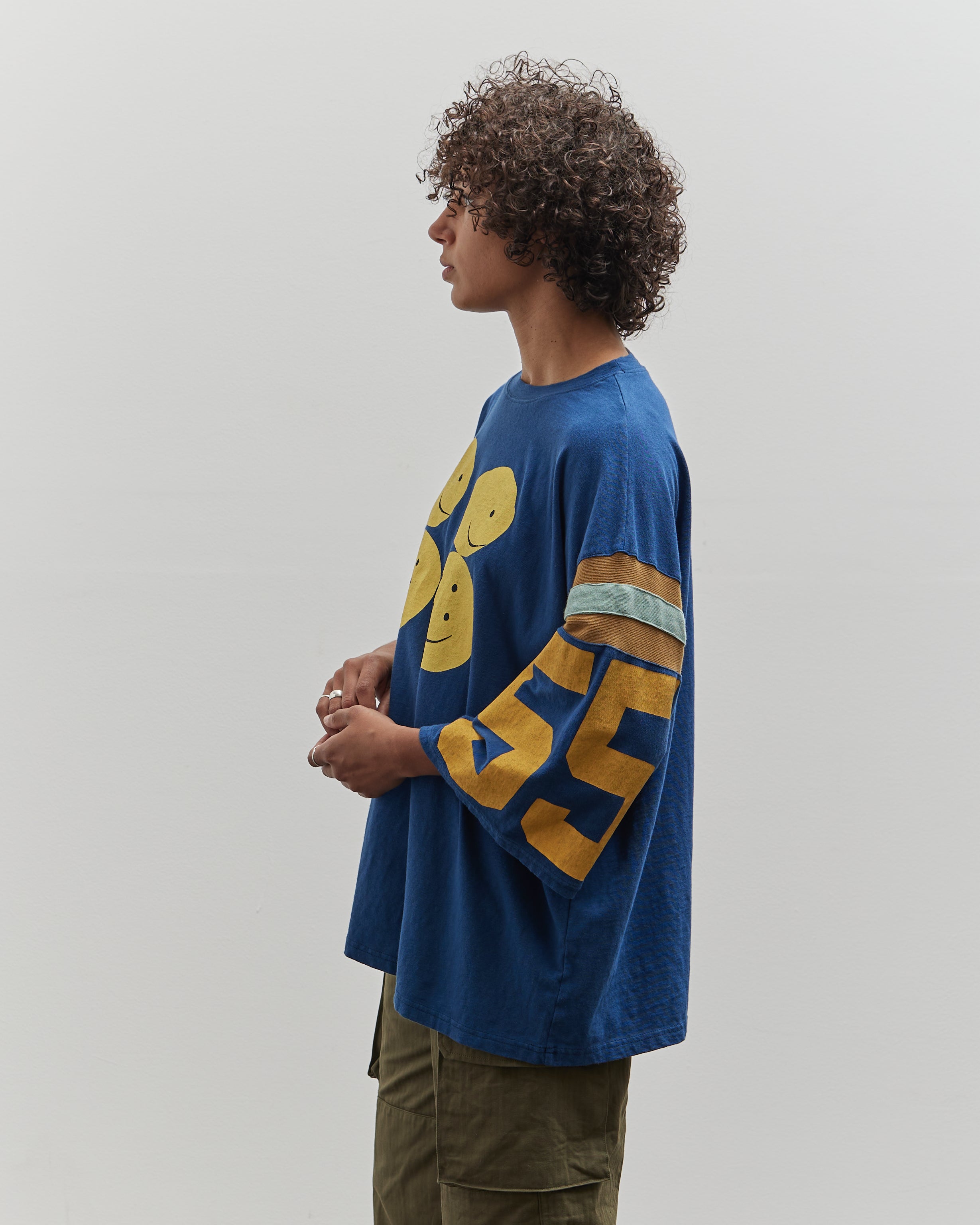 ga.co　Oversized volume stripe SH Kapital 18.5 Jersey Football Huge Tee, Navy Rainbowy 55