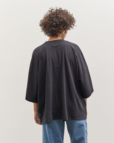 Kapital 18.5 Jersey Huge Tee, Black Denim Repair