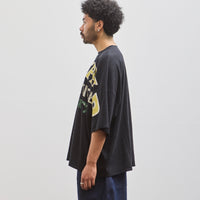 Kapital Unisex 18.5 Jersey Huge Tee, Black Denim Repair