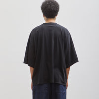 Kapital Unisex 18.5 Jersey Huge Tee, Black Denim Repair