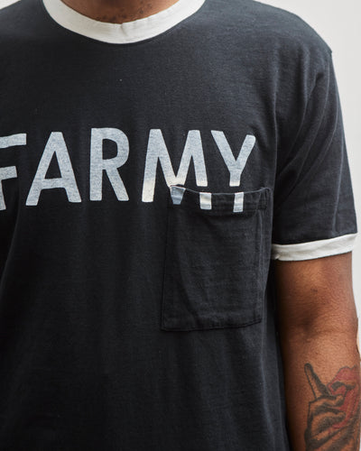 Kapital Unisex 18.5 Jersey RINGER Pocket T (FARMY), Black