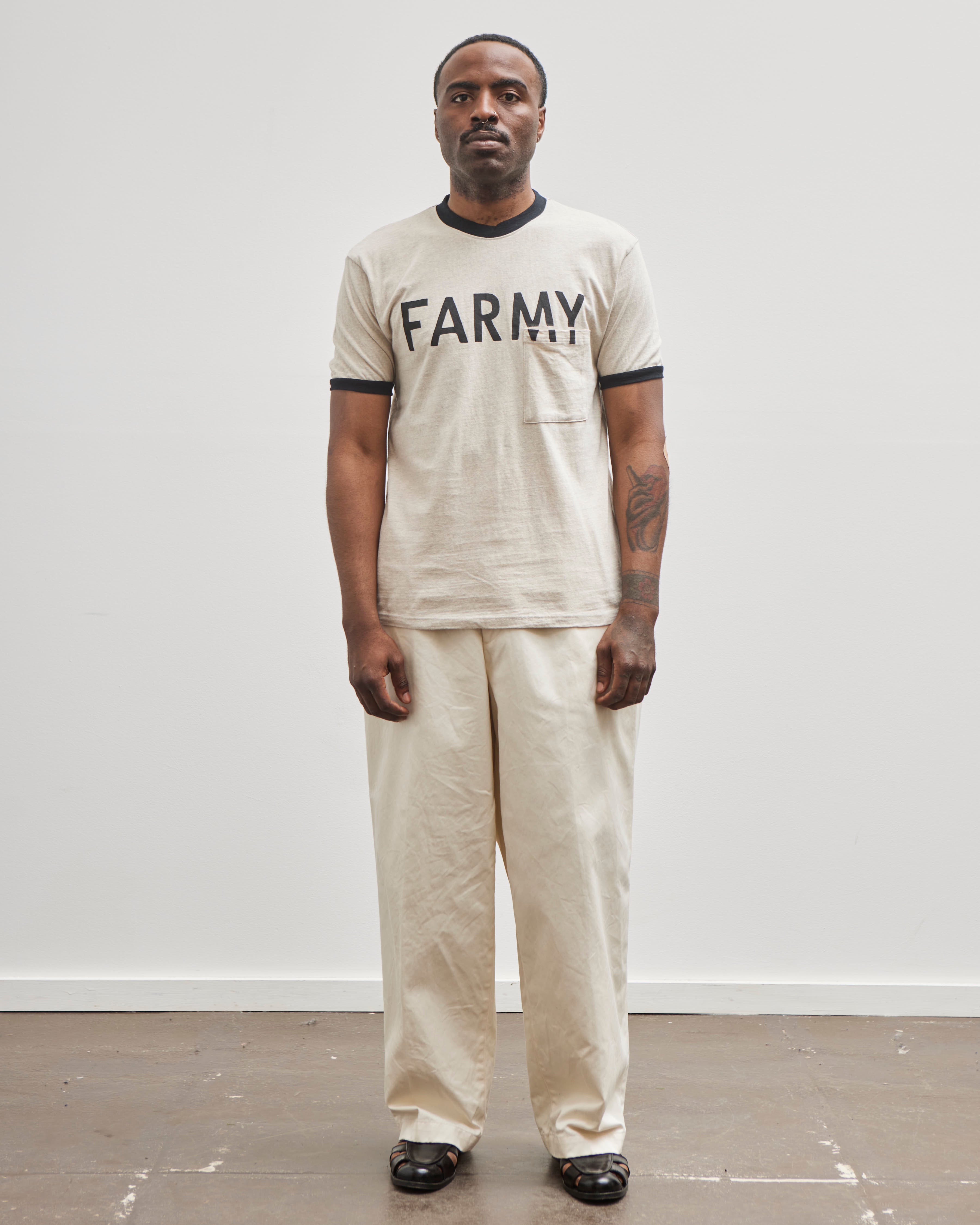 Kapital Unisex 18.5 Jersey RINGER Pocket T (FARMY), Ecru – Glasswing