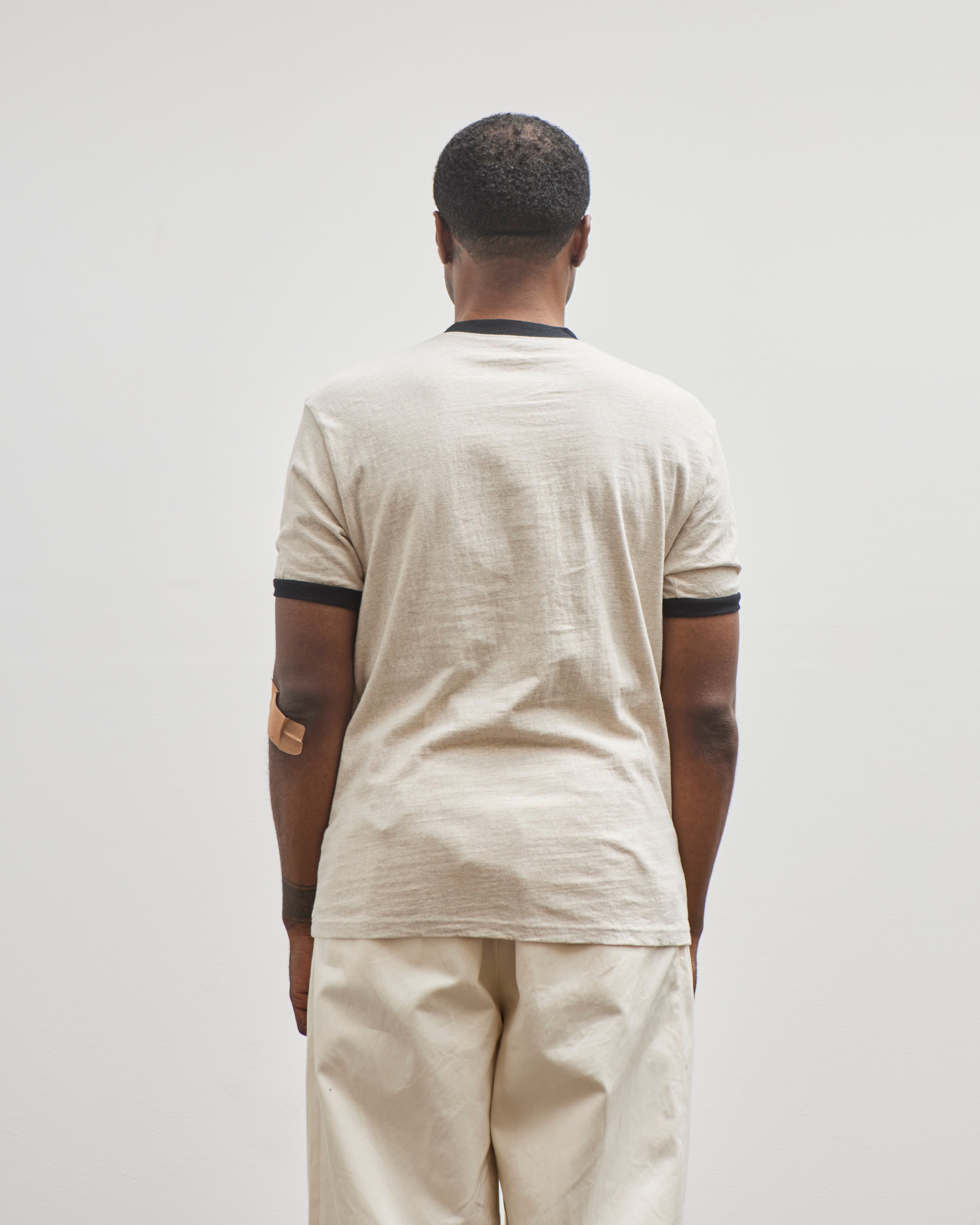 Kapital Unisex 18.5 Jersey RINGER Pocket T (FARMY), Ecru – Glasswing