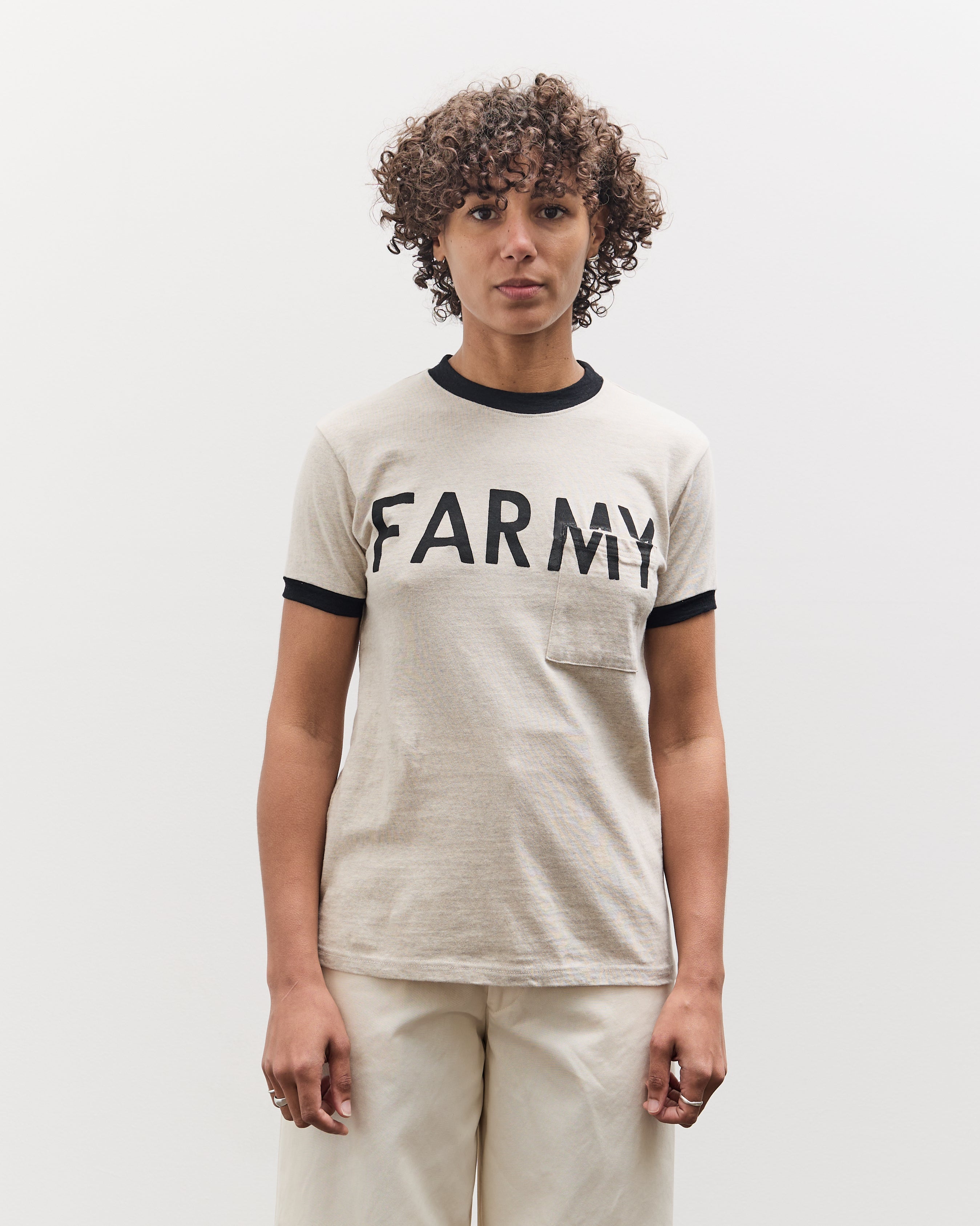 Kapital 18.5 Jersey RINGER Pocket T (FARMY), Ecru – Glasswing