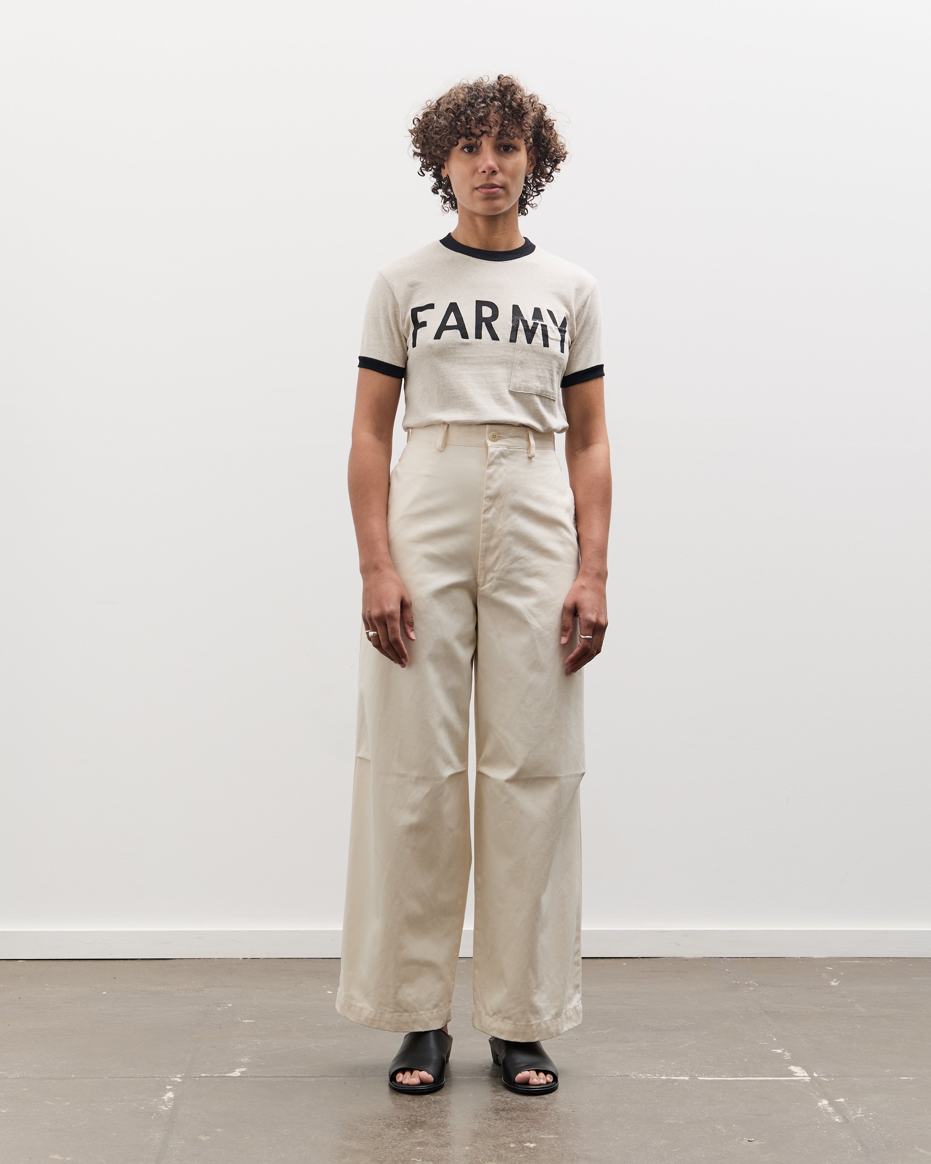 Kapital 18.5 Jersey RINGER Pocket T (FARMY), Ecru – Glasswing