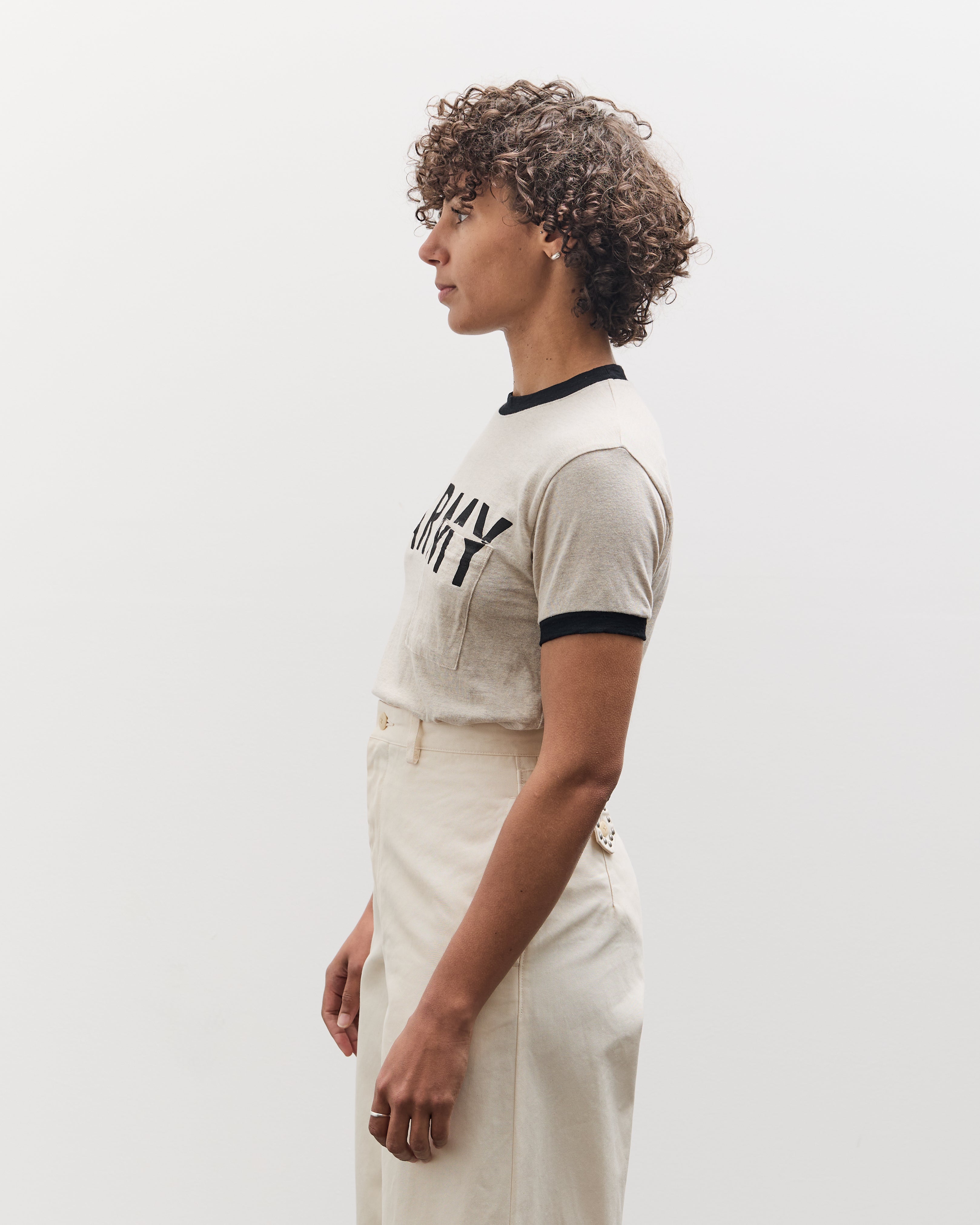Kapital 18.5 Jersey RINGER Pocket T (FARMY), Ecru – Glasswing