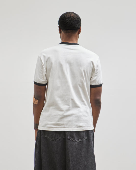 Kapital Unisex 20 Jersey Ringer T (DENIM MEN LOVE CATS SCRATCH), White