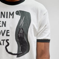 Kapital Unisex 20 Jersey Ringer T (DENIM MEN LOVE CATS SCRATCH), White