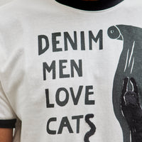 Kapital Unisex 20 Jersey Ringer T (DENIM MEN LOVE CATS SCRATCH), White