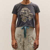 Kapital 20/-Jersey Cropped T (PECKISH Rain Skull), Black