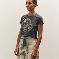 Kapital 20/-Jersey Cropped T (PECKISH Rain Skull), Black