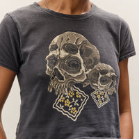 Kapital 20/-Jersey Cropped T (PECKISH Rain Skull), Black