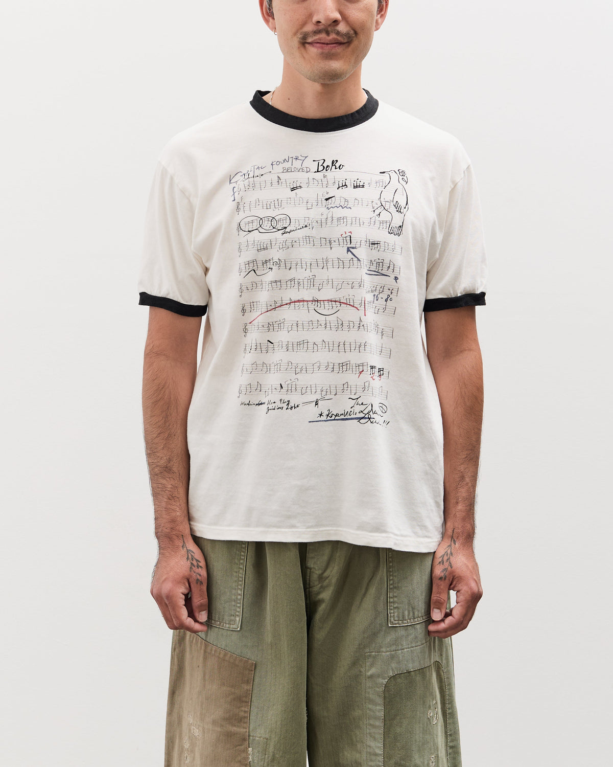 Kapital 20/-Jersey RINGER T (BORO ELEGY), Ecru – Glasswing