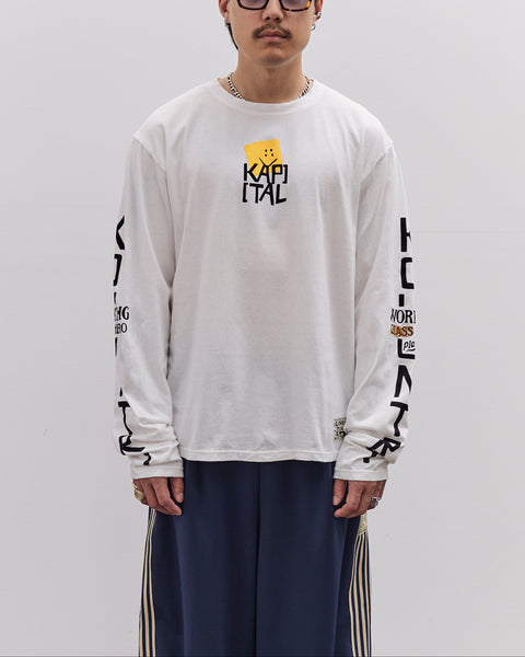 Kapital Unisex 20/-Jersey Crew Long Sleeve T (PECKISH KAP), Yellow