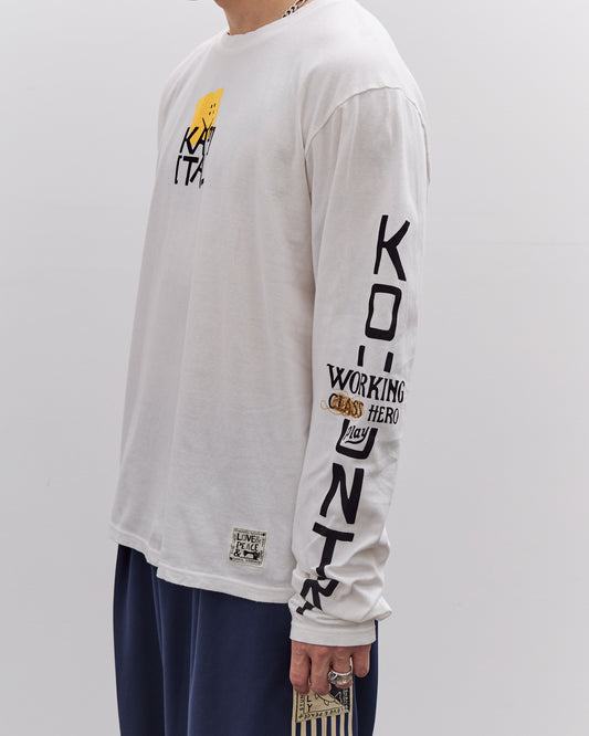 Kapital Unisex 20/-Jersey Crew Long Sleeve T (PECKISH KAP), Yellow