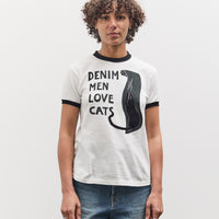 Kapital 20 Jersey Ringer T (DENIM MEN LOVE CATS SCRATCH), White