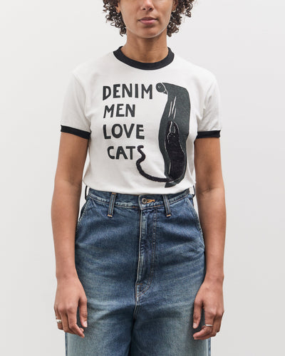 Kapital 20 Jersey Ringer T (DENIM MEN LOVE CATS SCRATCH), White