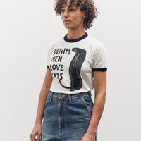 Kapital 20 Jersey Ringer T (DENIM MEN LOVE CATS SCRATCH), White