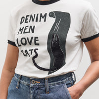 Kapital 20 Jersey Ringer T (DENIM MEN LOVE CATS SCRATCH), White