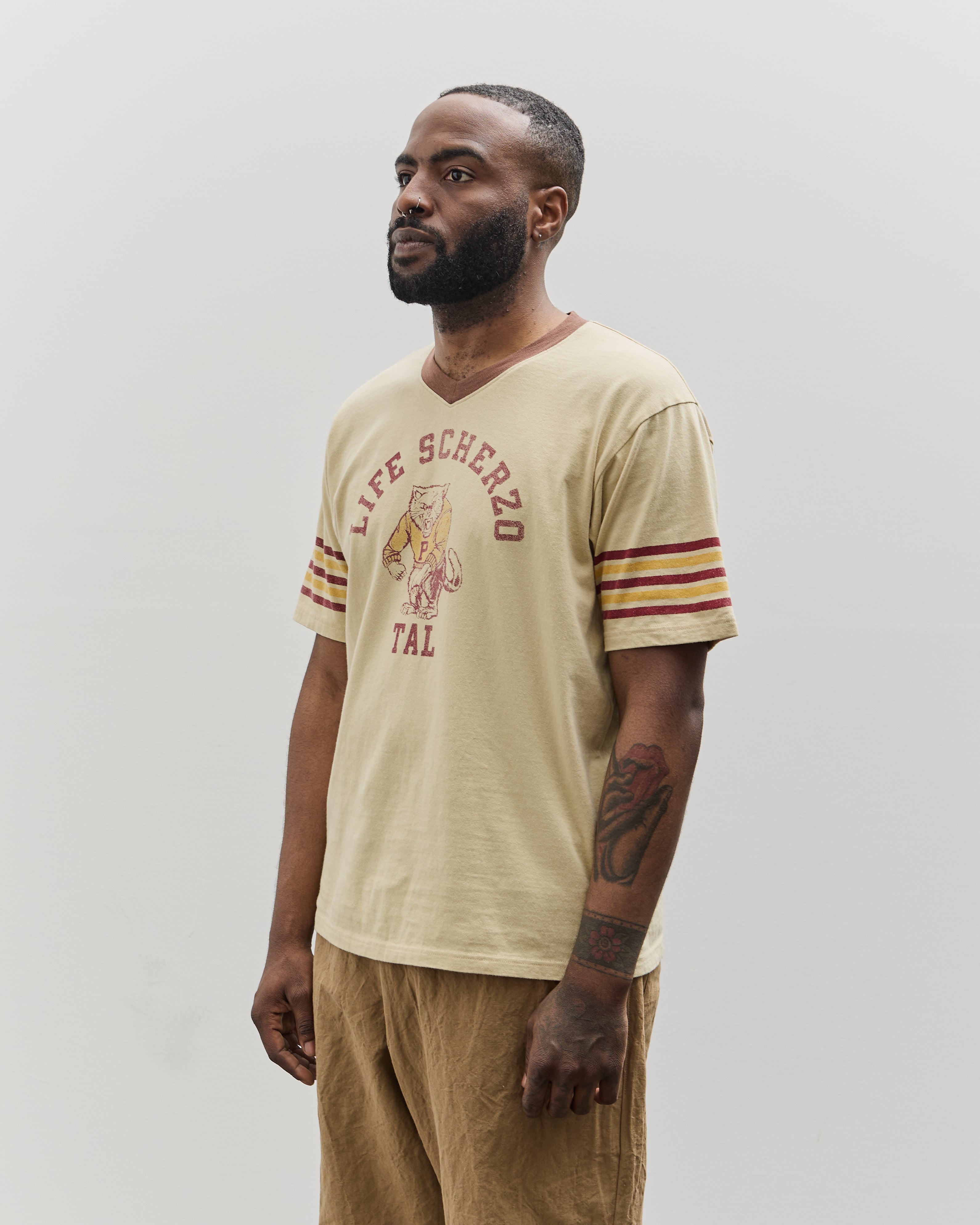 Kapital Unisex 20/-Jersey V-Neck RINGER-T (College CAPITAL