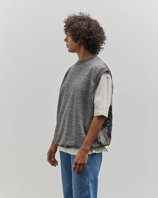 Kapital 2 Tones Big Vest Yabane Quilt, Charcoal/Black