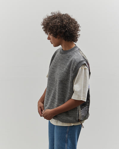 Kapital 2 Tones Big Vest Yabane Quilt, Charcoal/Black