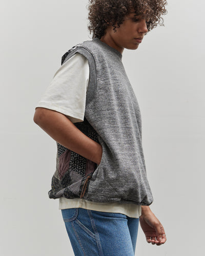 Kapital 2 Tones Big Vest Yabane Quilt, Charcoal/Black