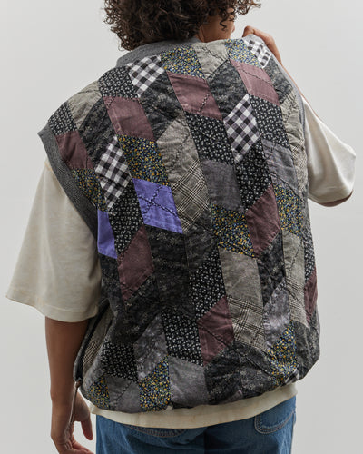 Kapital 2 Tones Big Vest Yabane Quilt, Charcoal/Black