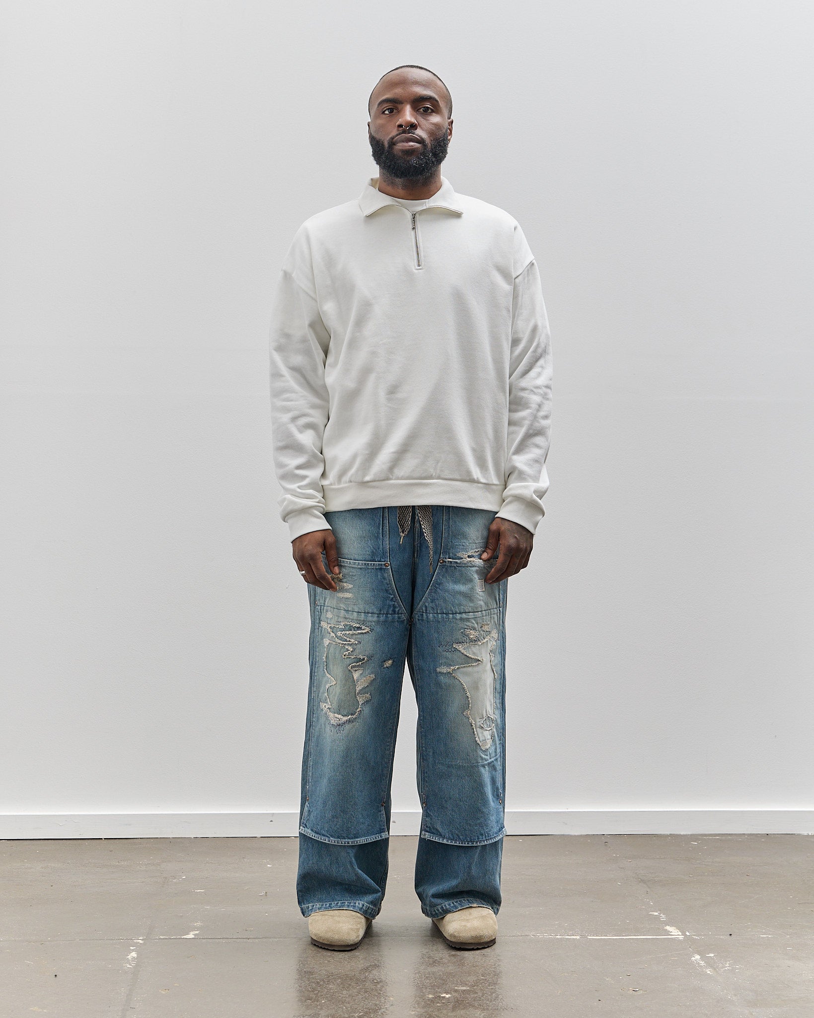 Kapital Unisex Half Zip Sweatshirt, Profile Rainbowy – Glasswing