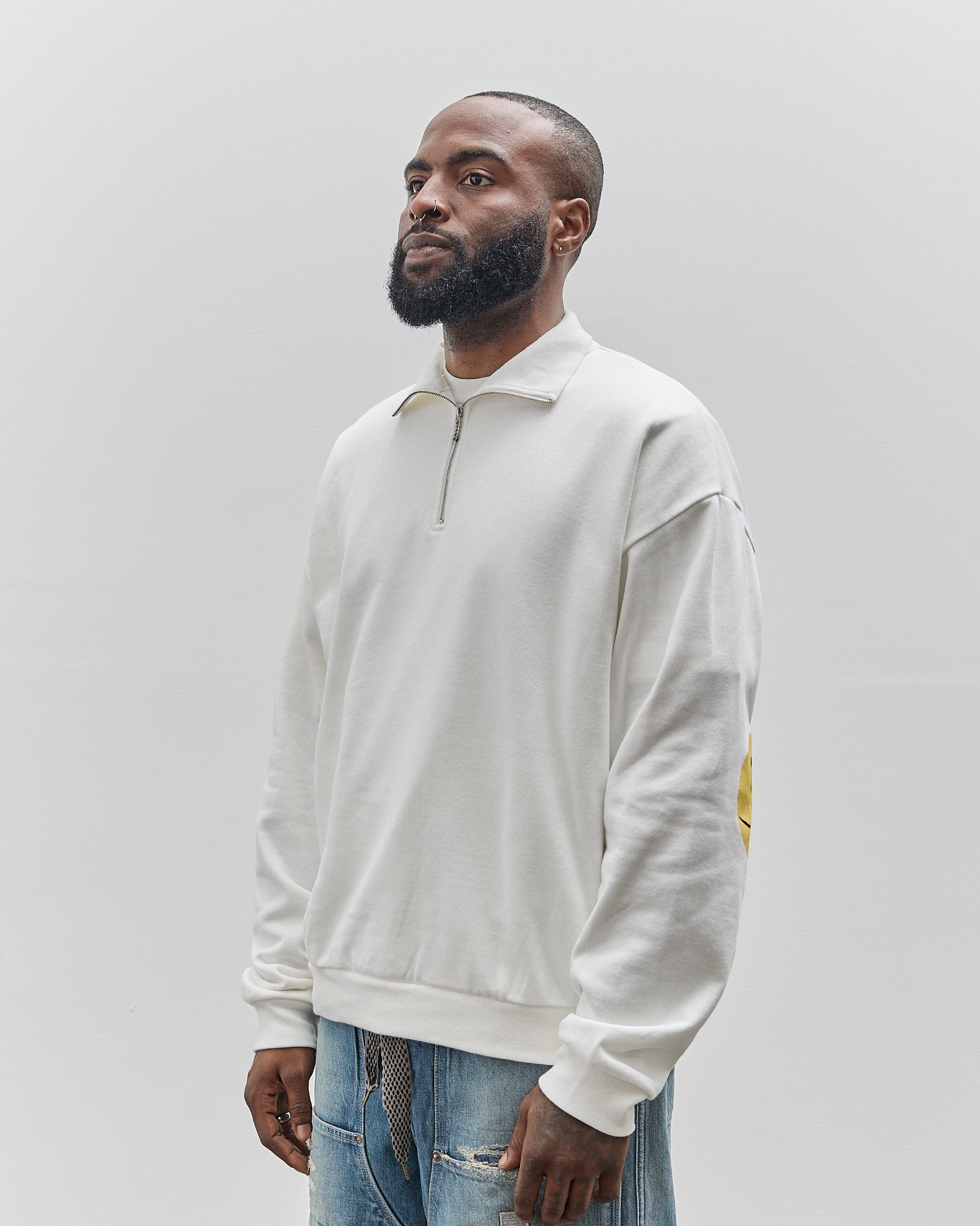 Kapital Unisex Half Zip Sweatshirt, Profile Rainbowy – Glasswing