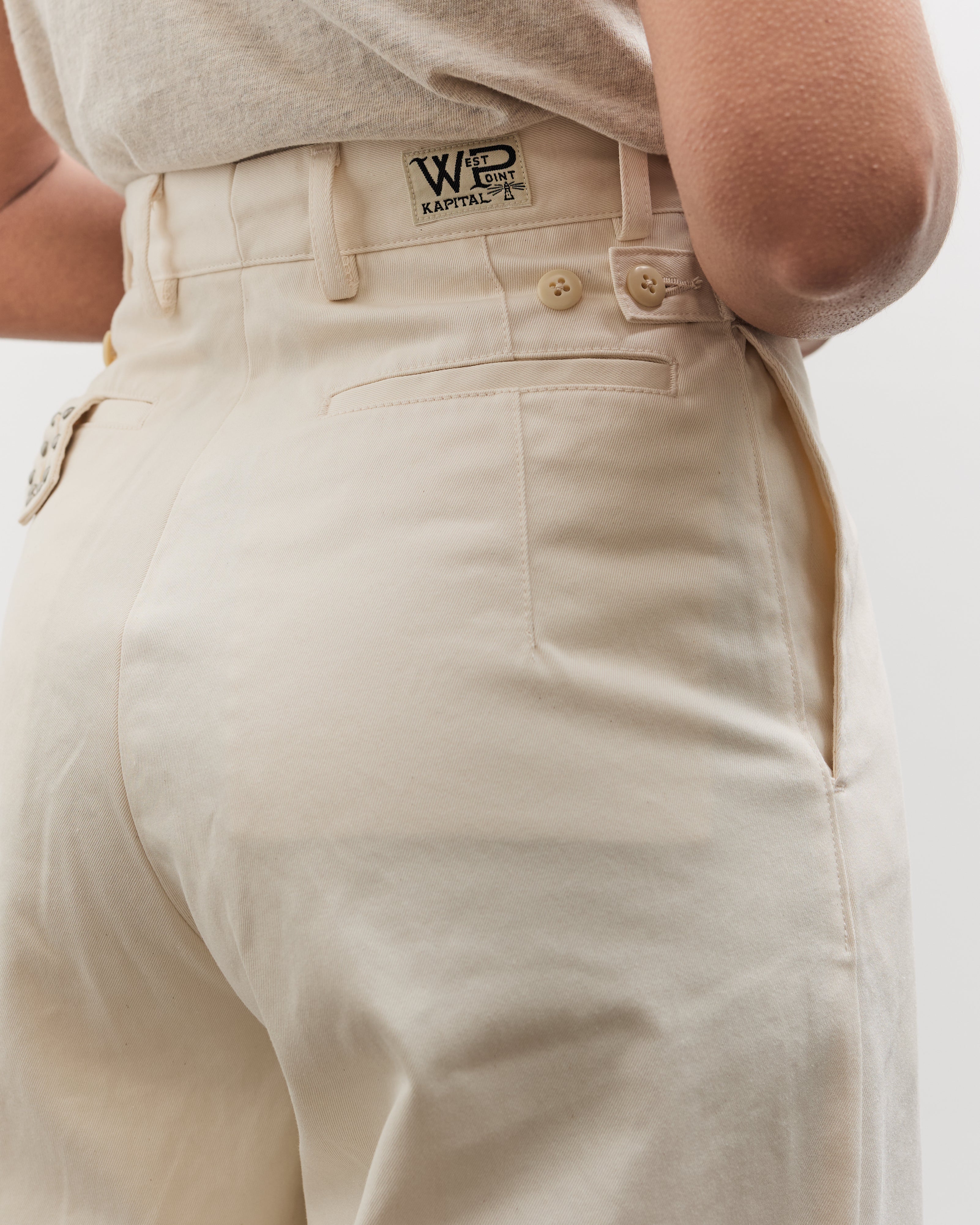 Kapital 36/2 Westpoint Chino ZOOT Trouser (Ladies), Ecru – Glasswing