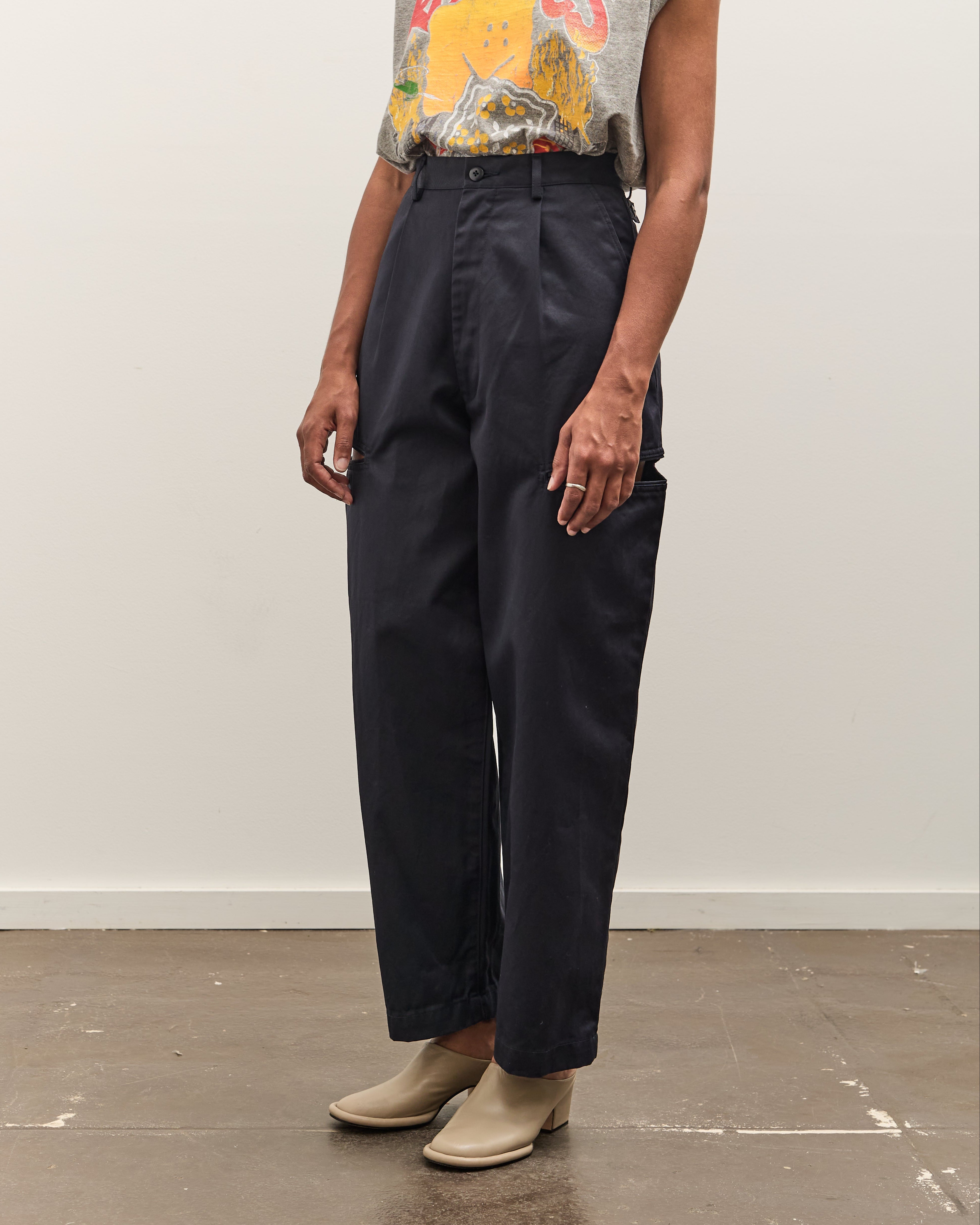 Kapital 36/2 Westpoint Chino CUT-OUT Baggy Pants, Navy – Glasswing