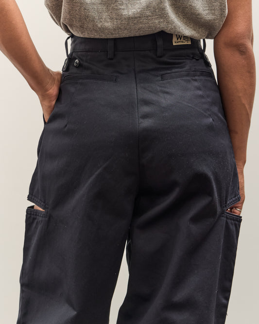 Kapital 36/2 Westpoint Chino CUT-OUT Baggy Pants, Navy