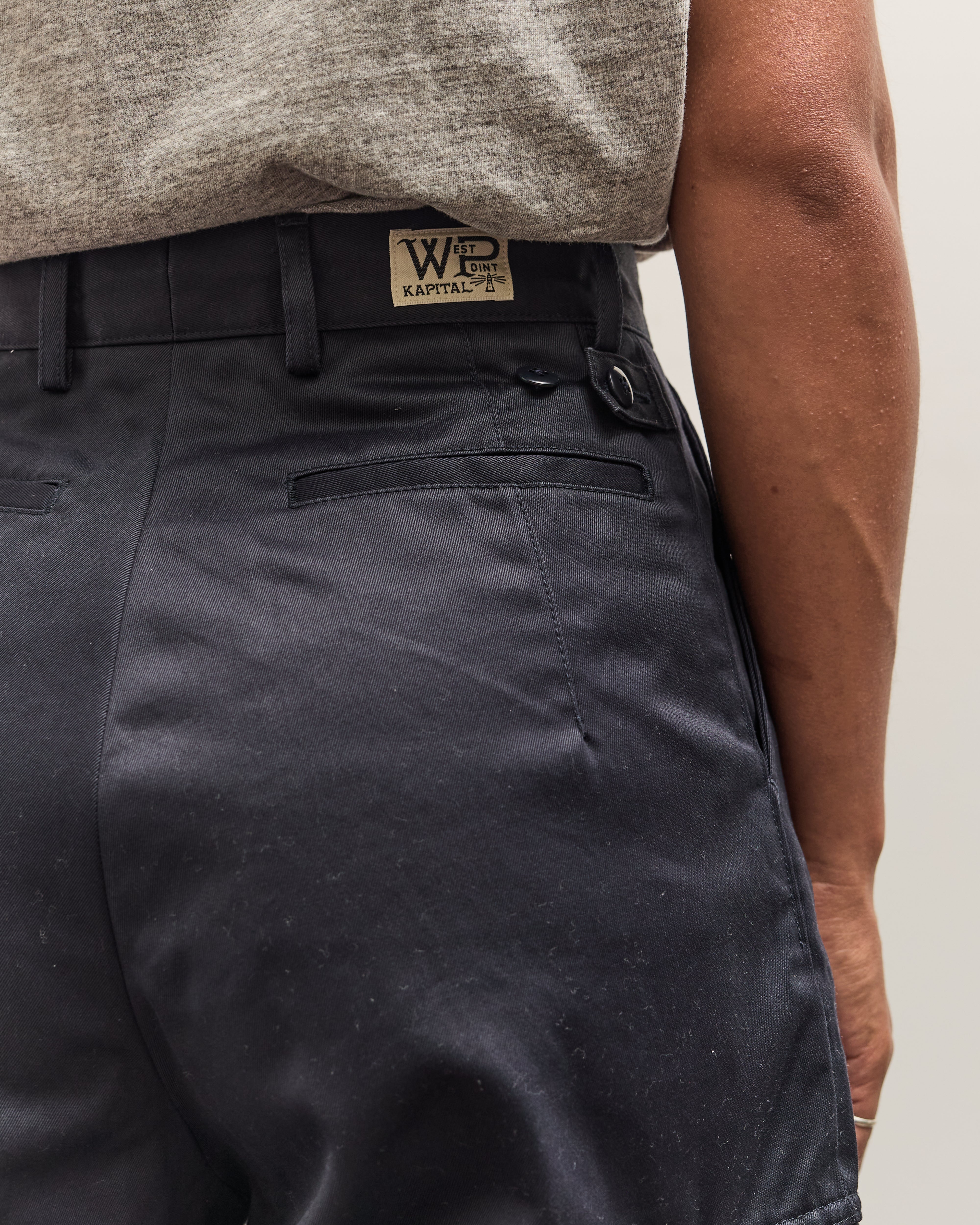 Kapital 36/2 Westpoint Chino CUT-OUT Baggy Pants, Navy – Glasswing