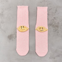 Kapital 56 Yarns 3X1 Rib Rainbowy Happy Heel Socks, Pink