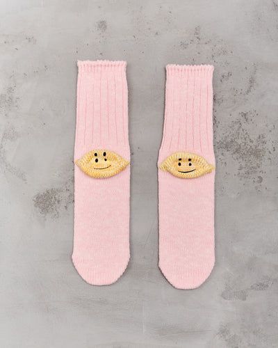 Kapital 56 Yarns 3X1 Rib Rainbowy Happy Heel Socks, Pink