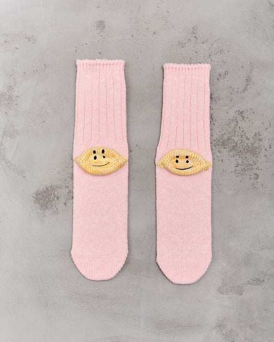 Kapital 56 Yarns 3X1 Rib Rainbowy Happy Heel Socks, Pink