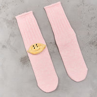 Kapital 56 Yarns 3X1 Rib Rainbowy Happy Heel Socks, Pink