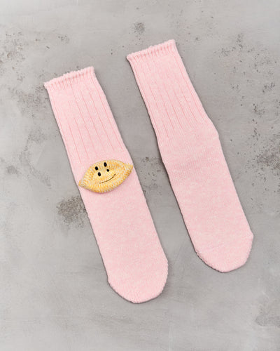 Kapital 56 Yarns 3X1 Rib Rainbowy Happy Heel Socks, Pink