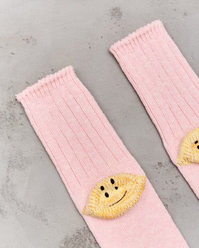 Kapital 56 Yarns 3X1 Rib Rainbowy Happy Heel Socks, Pink