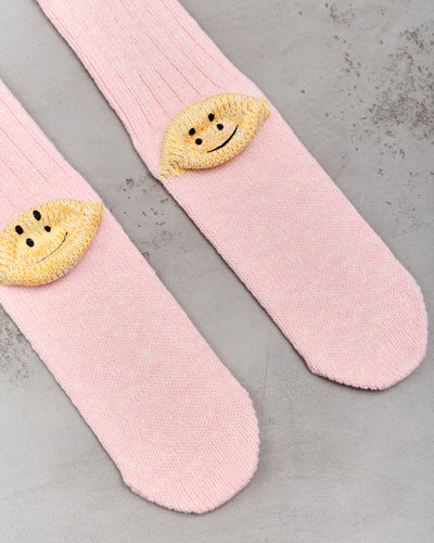 Kapital 56 Yarns 3X1 Rib Rainbowy Happy Heel Socks, Pink