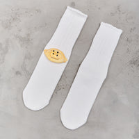 Kapital 56 Yarns 3X1 Rib Rainbowy Happy Heel Socks, White