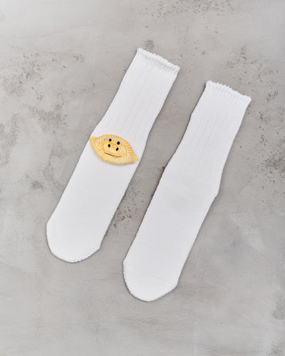 Kapital 56 Yarns 3X1 Rib Rainbowy Happy Heel Socks, White