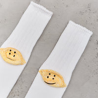 Kapital 56 Yarns 3X1 Rib Rainbowy Happy Heel Socks, White