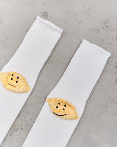 Kapital 56 Yarns 3X1 Rib Rainbowy Happy Heel Socks, White